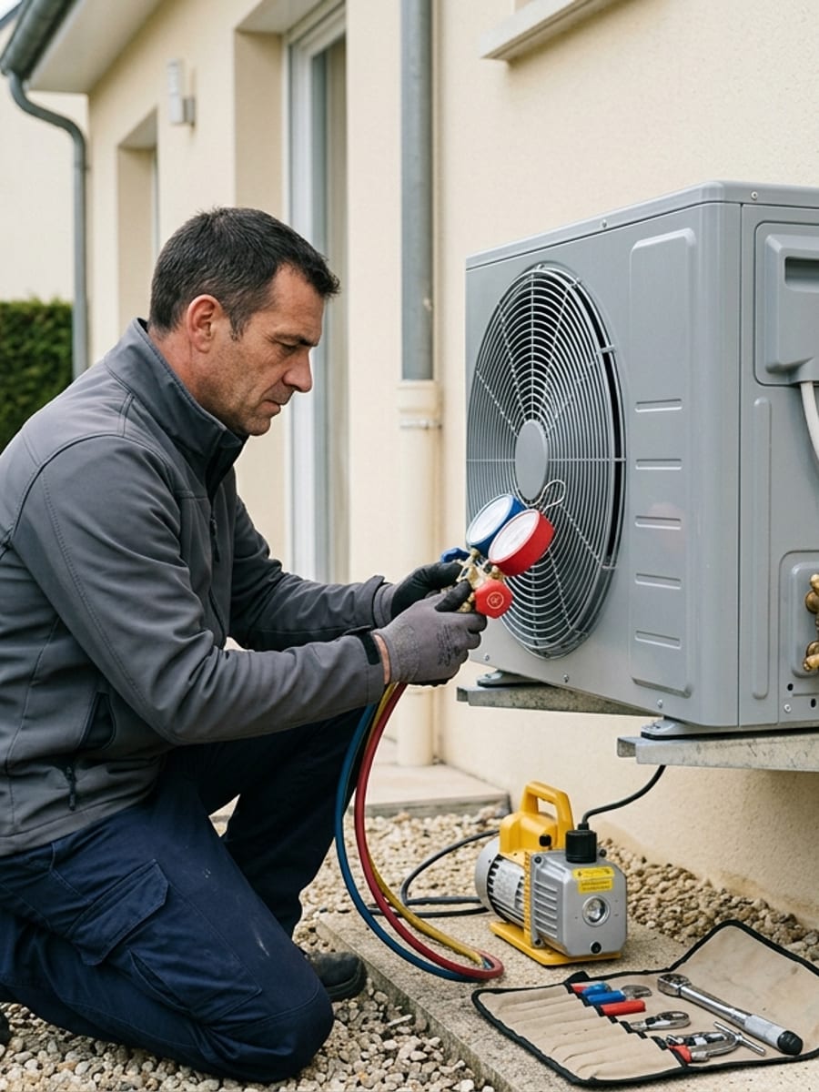 Installation d'une climatisation réversible par un technicien