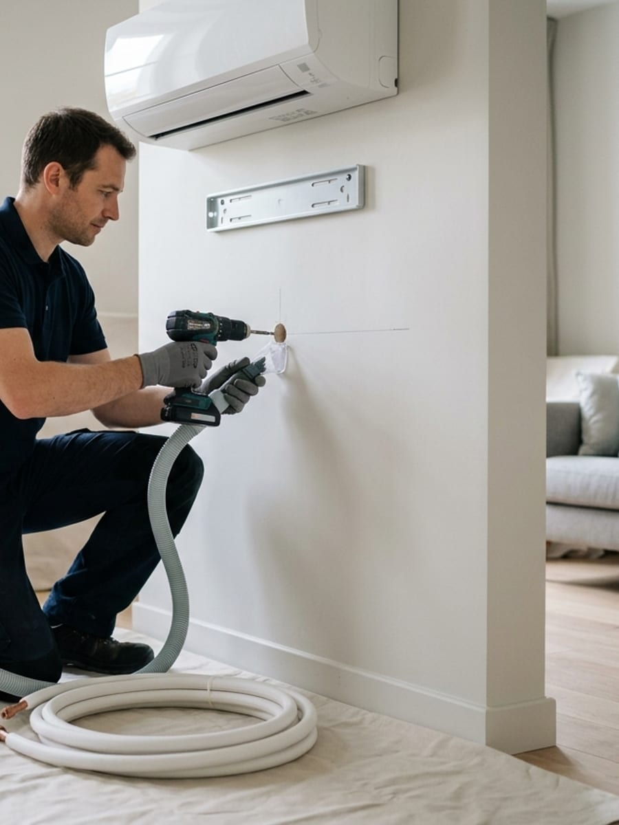 Installation d'une climatisation réversible par un technicien